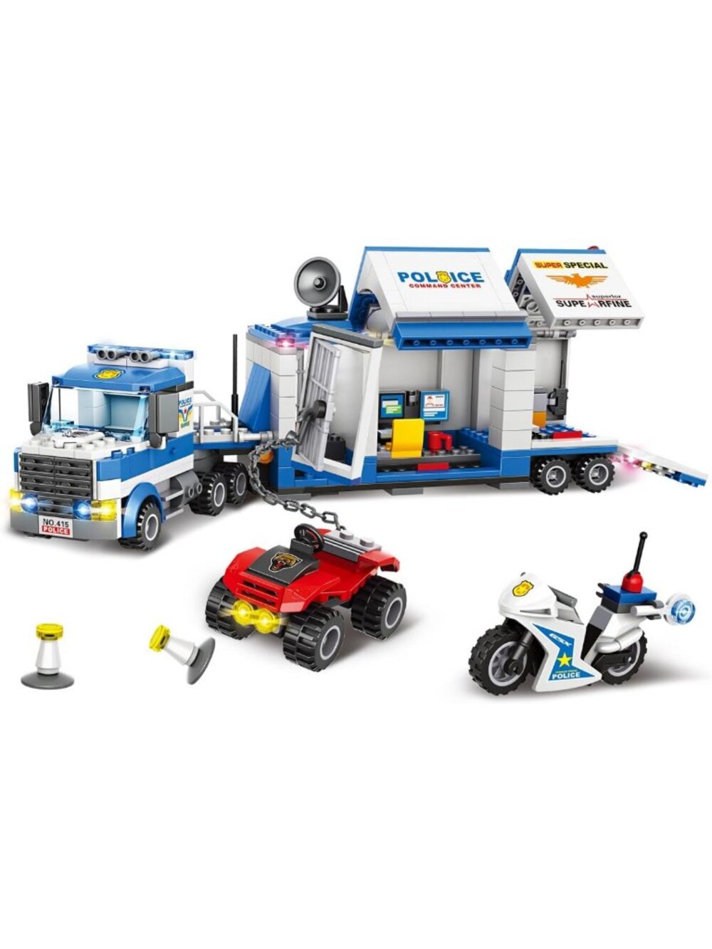 Mobile Command Center Building Blocks Set | Police Vehicles & Action Figures for